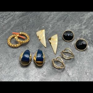 PIERCED Vintage women’s bundle 5x pairs earrings gold enamel hoops